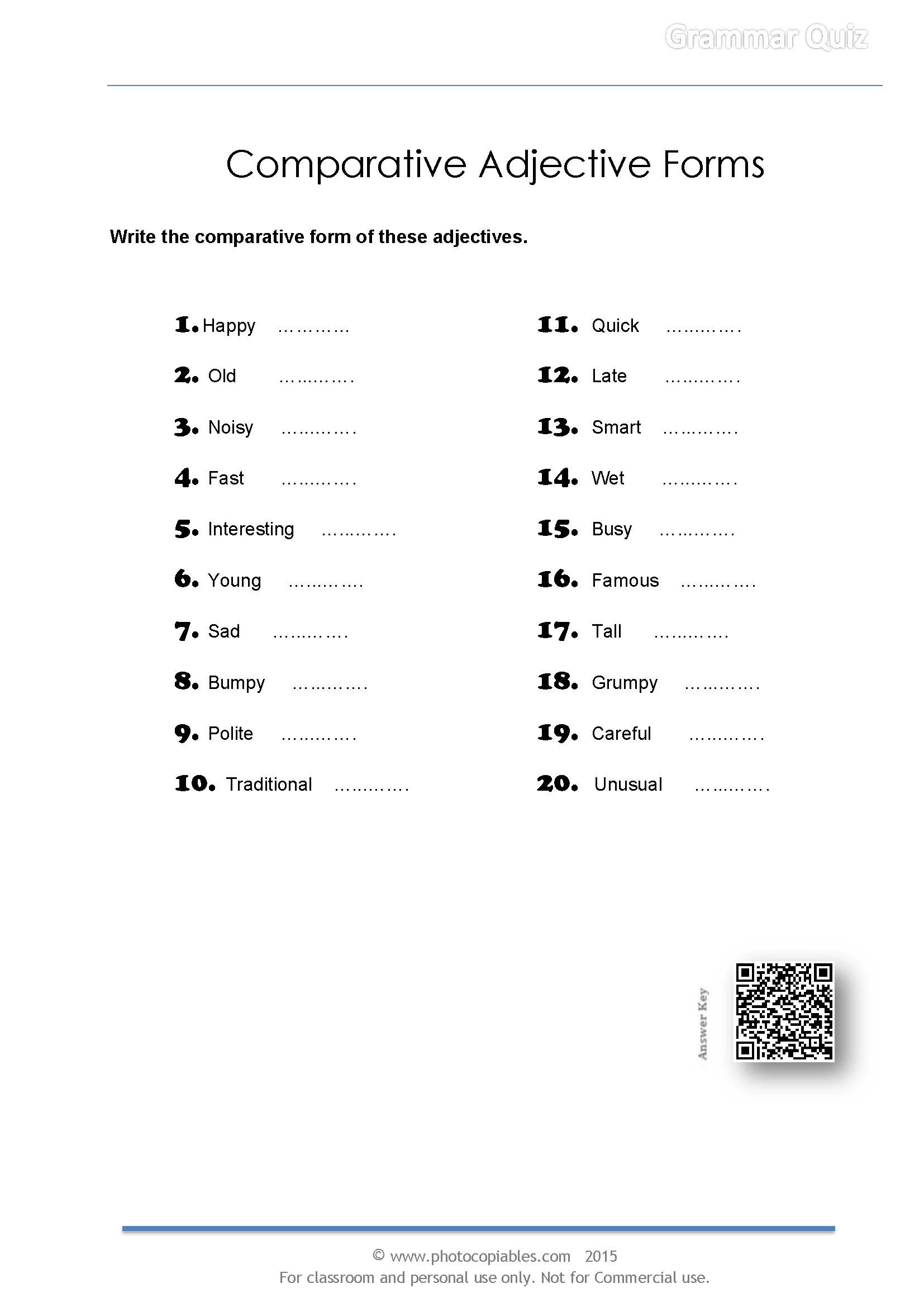 comparative spelling rules worksheet