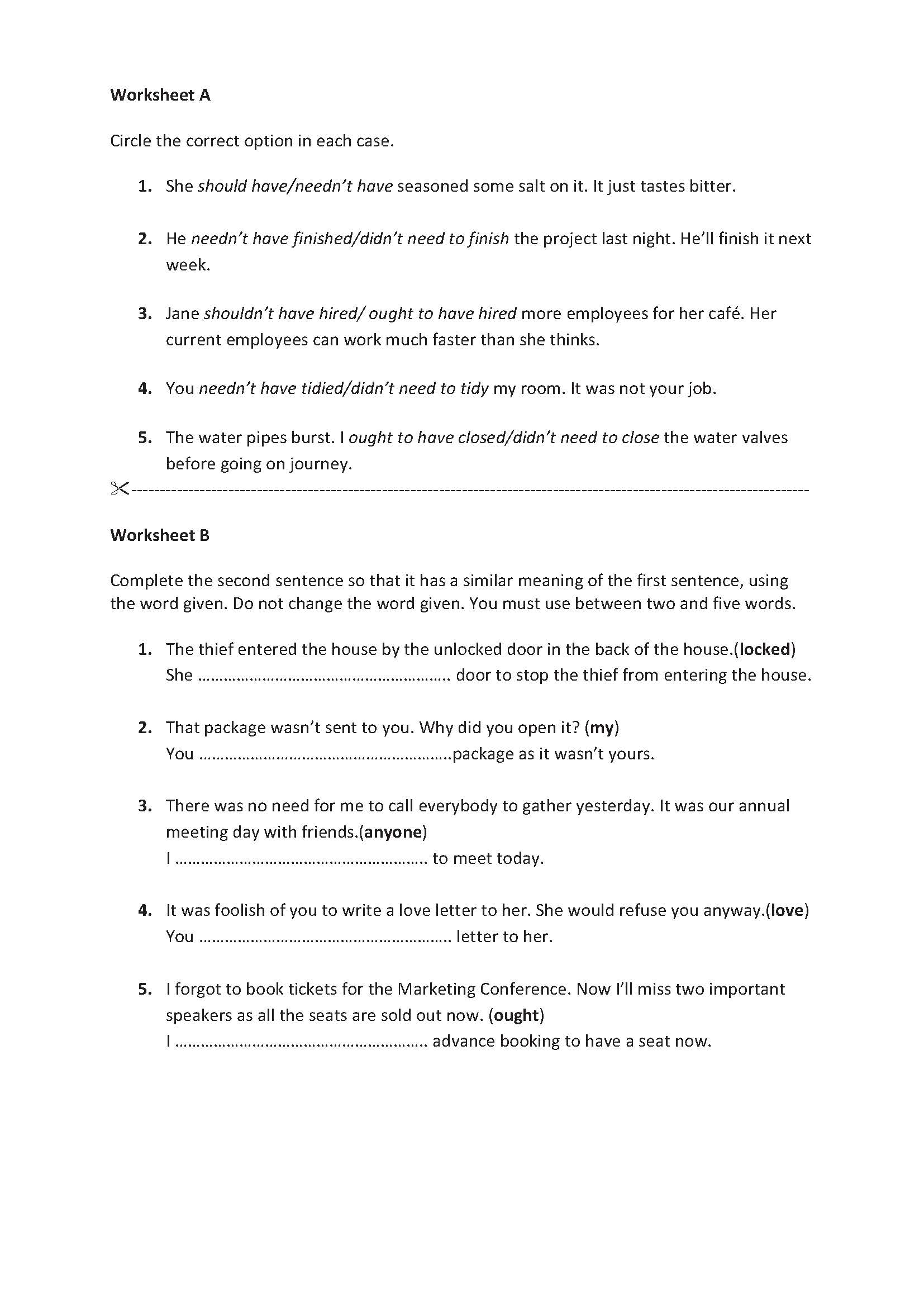 past modal verbs exercise 2