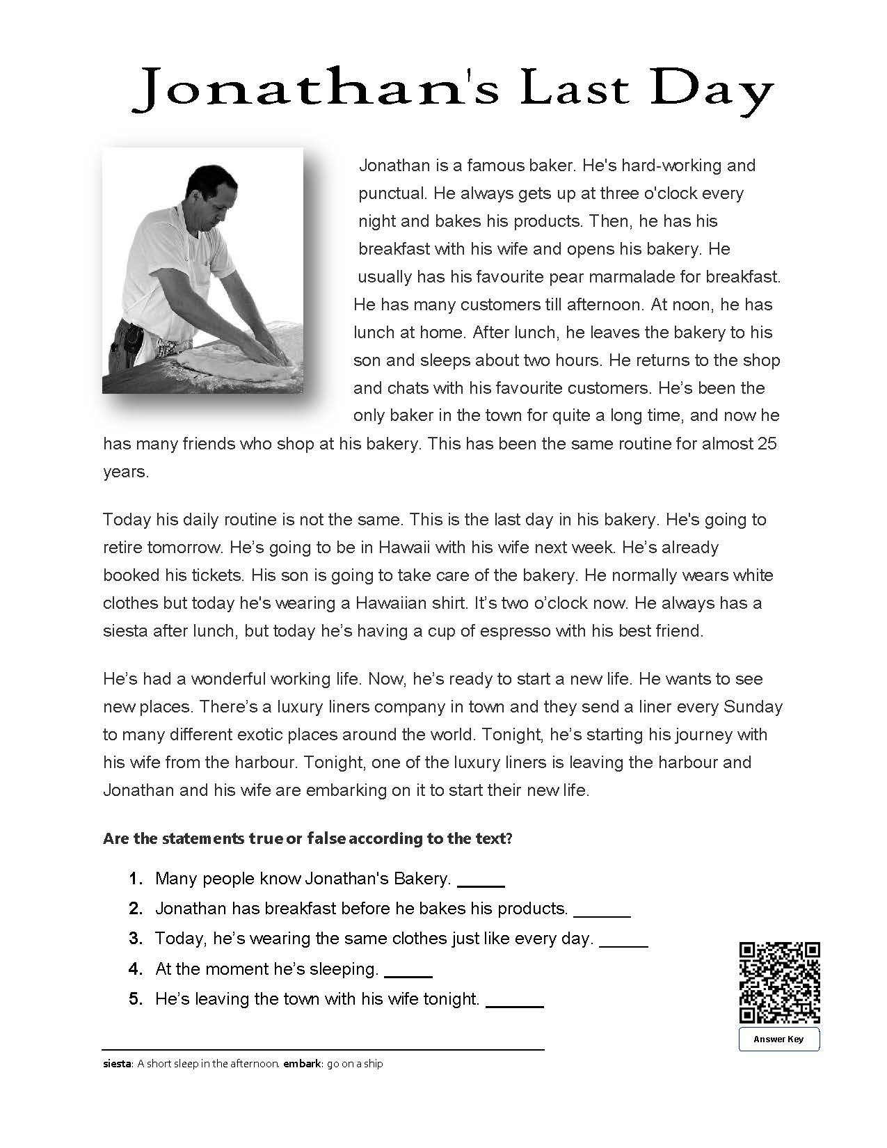 present simple and present continuous reading text