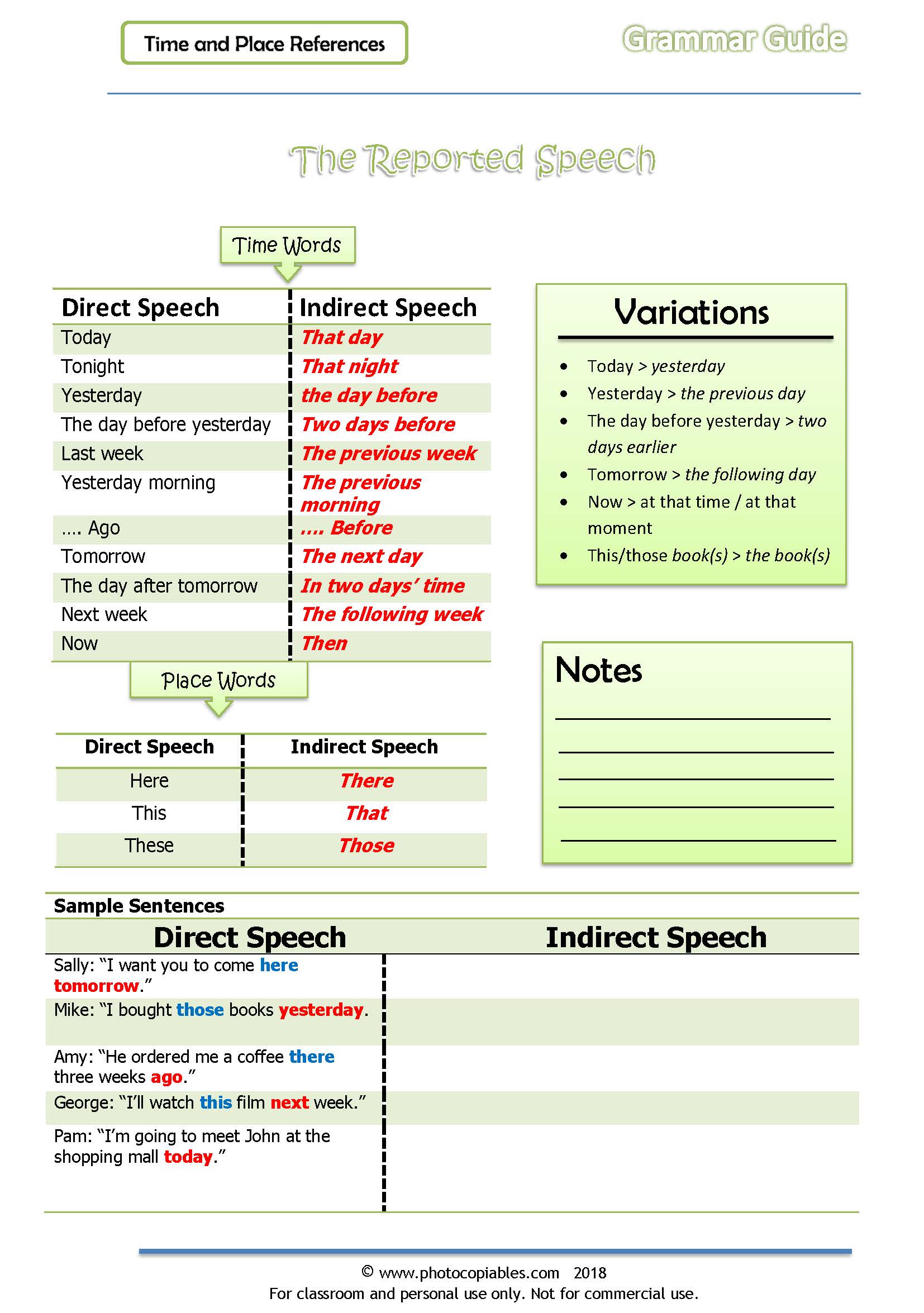 Report speech changes in expressions-of time and place grammar guide2