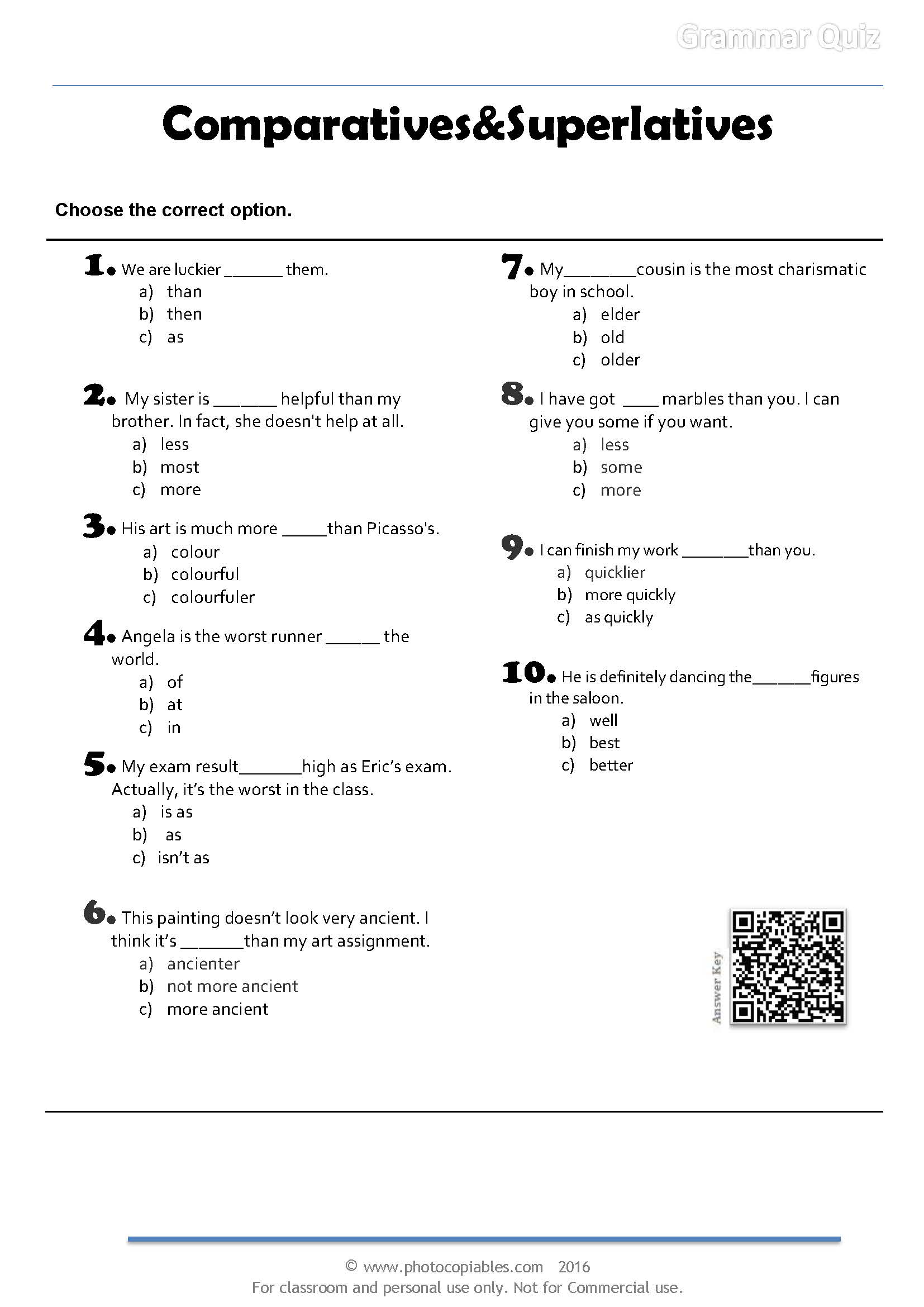 comparatives and superlatives quiz