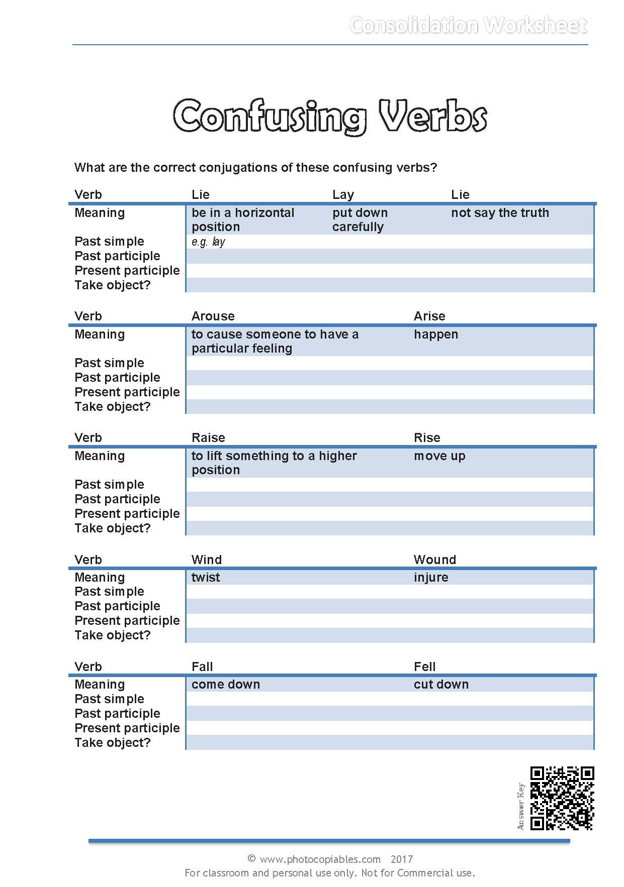 confusing verbs worksheet