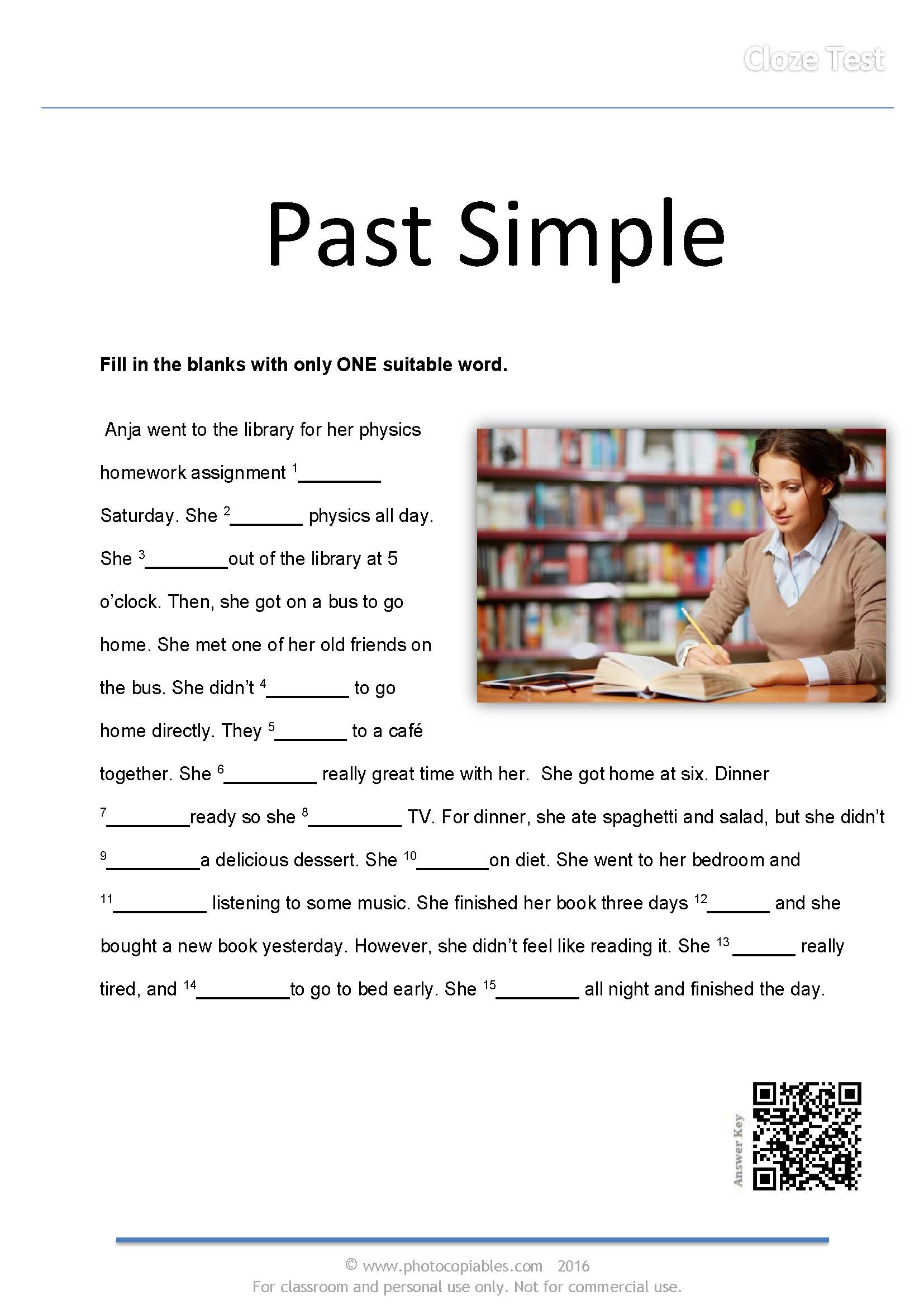 past simple cloze test