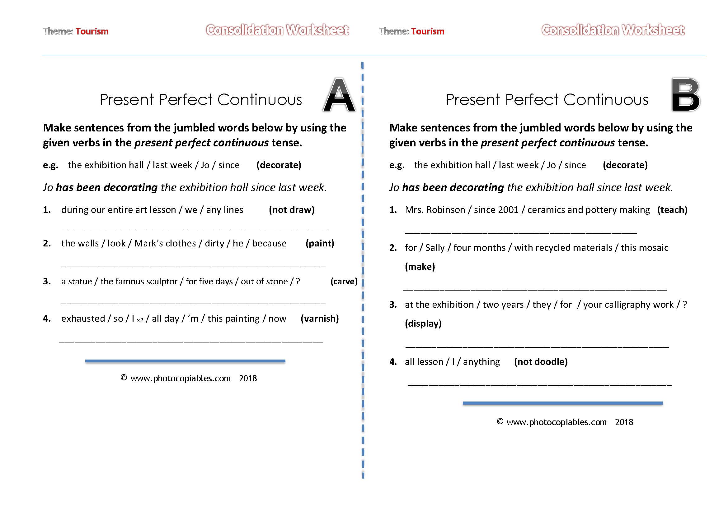 Present Perfect Tense worksheet_a-b versions