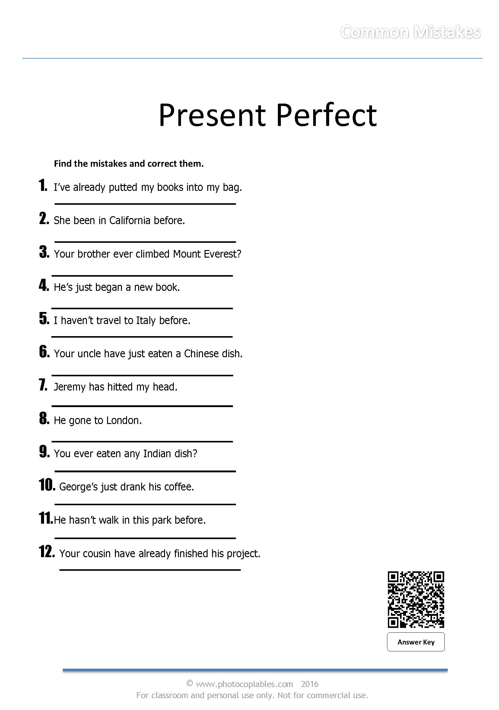 present perfect common mistakes