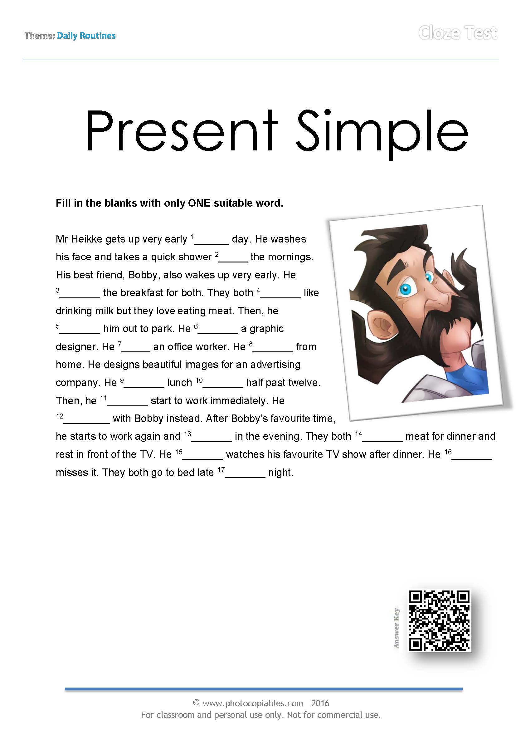 present simple cloze test