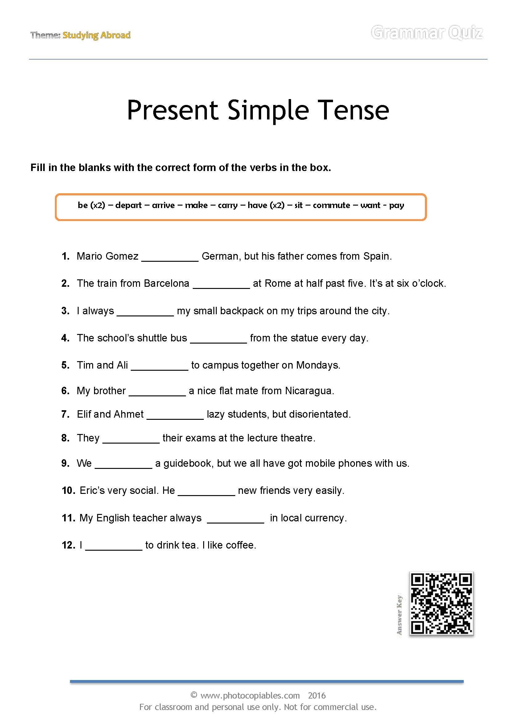 present simple grammar quiz