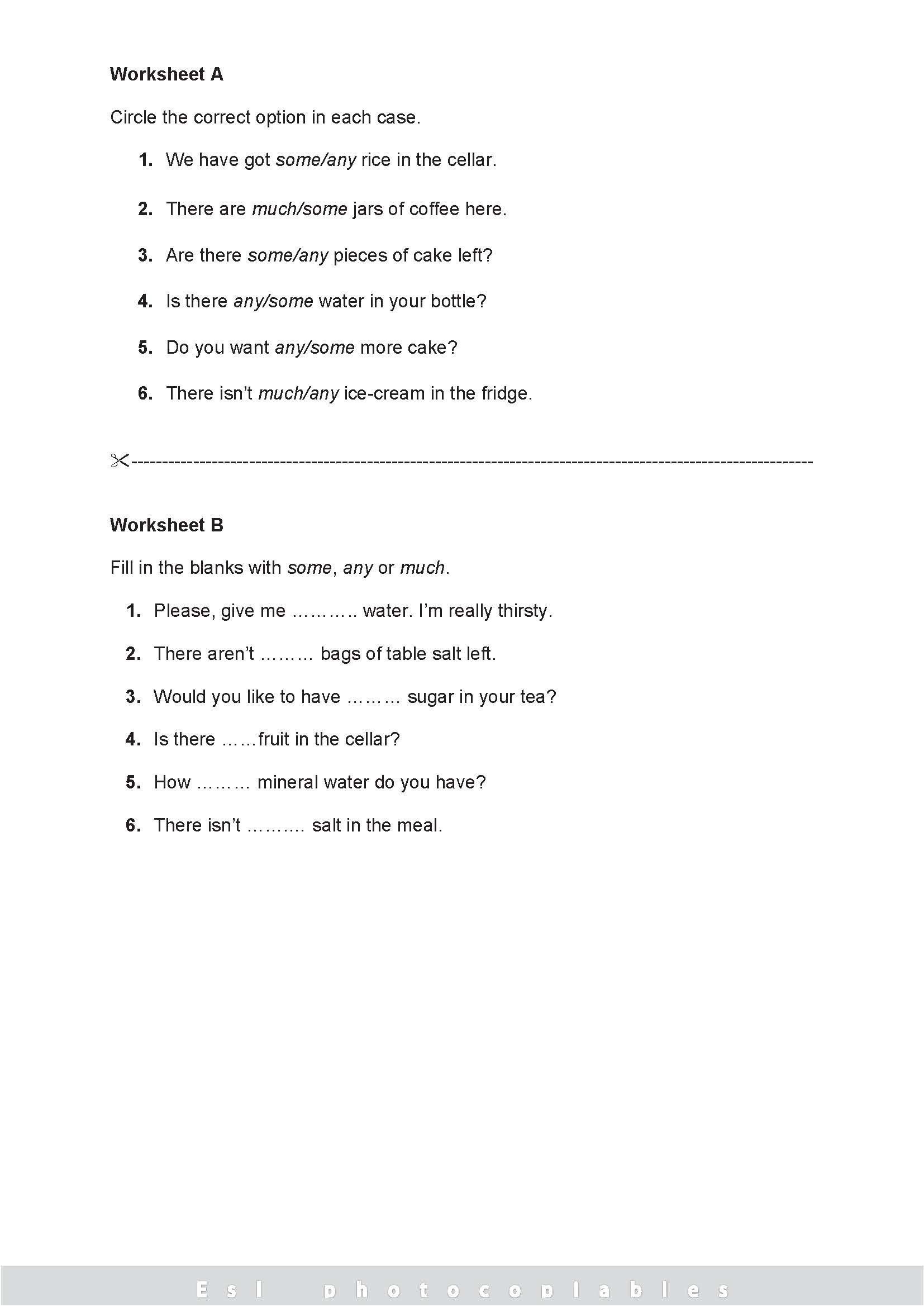 Quantifiers worksheet