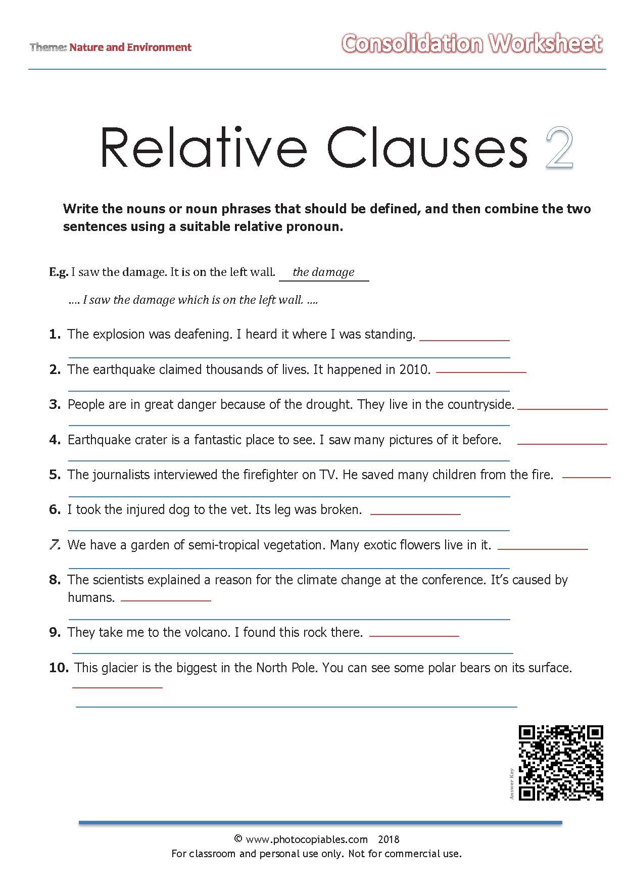 Relative Clauses consolidation worksheet 2