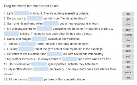 Leisure time activities vocabulary topic online exercise