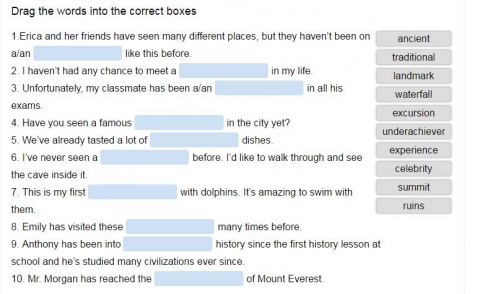 personal experiences vocabulary online exercise