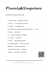 Plurals and singulars worksheet